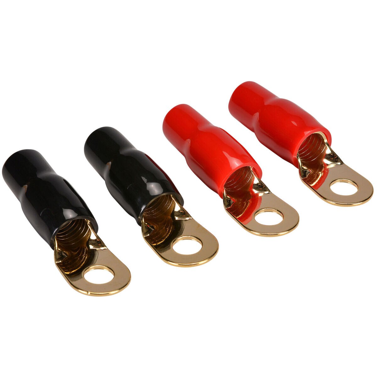 Gold Ring Crimp Terminal 1/0 AWG 3/8" 2 Pair